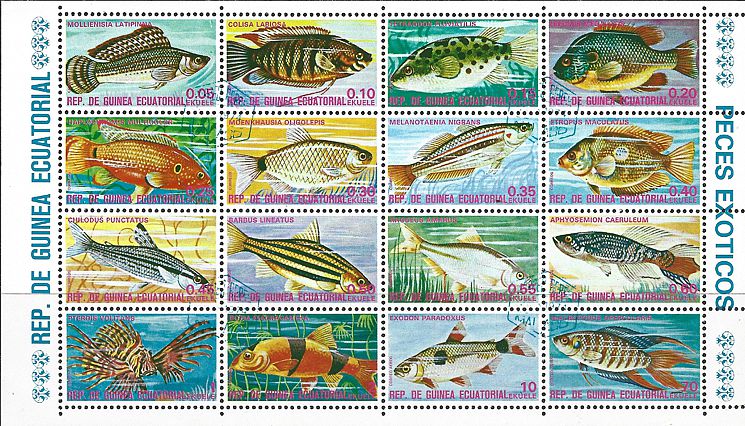 Äquatorial Guinea 1975 Exotische Fische Kleinbogen