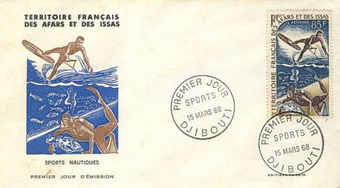 Afar & Issas 1968 Taucher mit Fischen FDC
