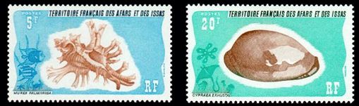 Afar & Issas 1976 Muscheln Satz zweite Ausgabe