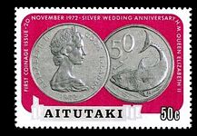 Aitutaki 1973 Kursmünzen Fischmotiv