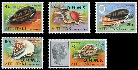 Aitutaki 1978 Dienstmarken Pazifikmuscheln O.H.M.S.