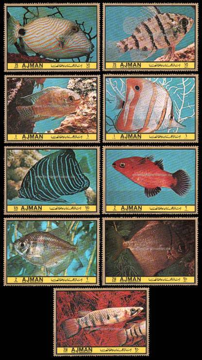 Ajman 1972 Fischsatz neun Werte