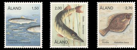 Åland 1990 Fischsatz drei Werte