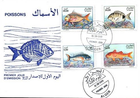Algerien 1999 Ersttagsbrief Fische
