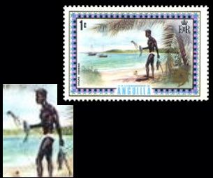 Anguilla 1972 Fischer mit Fang