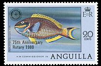 Anguilla 1980 Fisch Rotary Aufdruck