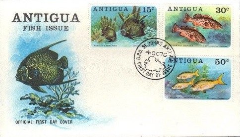 Antigua 1976 Ersttagsbrief Fische