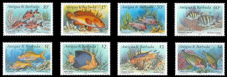 Antigua Barbuda 1990 Fischsatz Übersicht