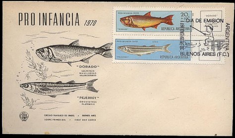 Argentinien 1971 Fische FDC Ersttagsbrief