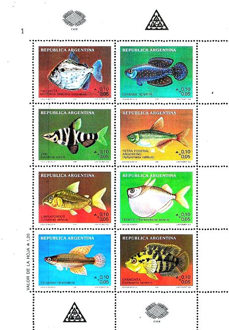 Argentinien 1987 Fische Kleinbogen 1