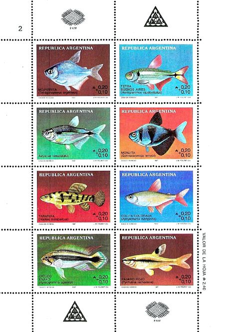 Argentinien 1987 Fische Kleinbogen 2