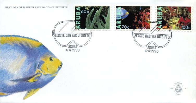 Aruba 1990 Meerestiere Fisch FDC Ersttagsbrief