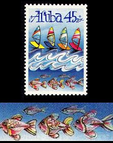 Aruba 1990 Jugendwohlfahrt stilisierte Fische Briefmarke