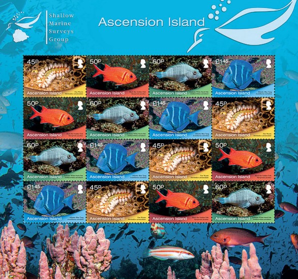 Ascension 2013 Zusammendruckbogen Meerestiere