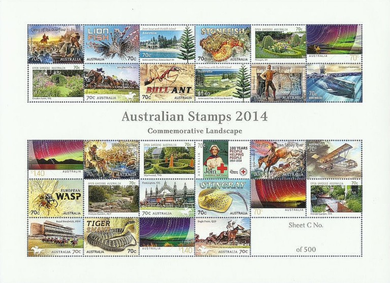 Australien 2014 Zusammendruckbogen