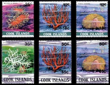 Überdruckserie Korallen Cook Islands 1987 zweite Ausgabe