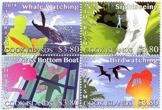 Tourismus Briefmarke mit Fisch Cook Islands 2014