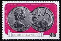 Briefmarke mit Fischmotiv aus Münzserie Cook Islands 1973