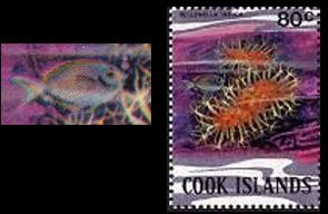 Korallenserie Einzelwert mit Fisch Cook Islands 1981