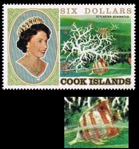 Korallenserie Einzelwert mit Fisch Cook Islands 1982