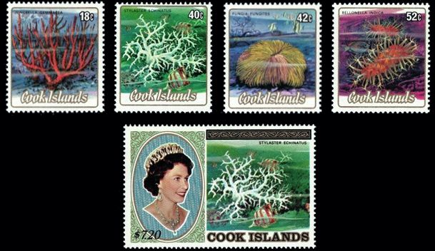 Nesseltierserie mit kleinen Fischen Cook Islands 1984