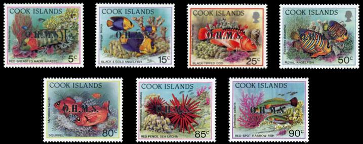 Dienstmarkensatz Meerestiere Cook Islands 1995