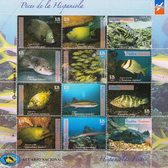 Fische Zusammendruckbogen Dominikanische Republik 2014