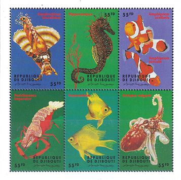 Tiere im Ozean Block Dschibuti 2000