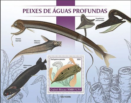 Fische Block Guinea Bissau 2021 mit einem Sensenfisch (Trachipterus spinolae)