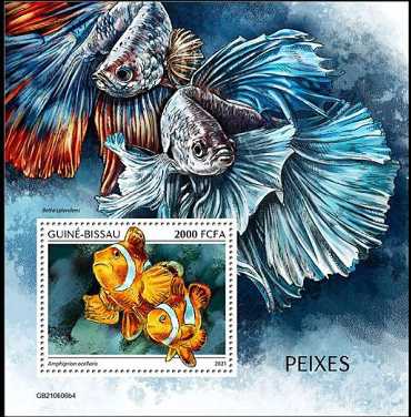 Guinea Bissau Block mit Falschen Clownfischen (Amphiprion ocellaris)