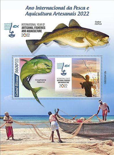 Fischerei Block Guinea Bissau 2022 mit einer Goldmakrele (Coryphaena hippurus)