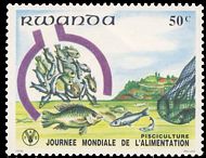 Ruanda 1982 Welternährungstag Fischmotiv Briefmarke