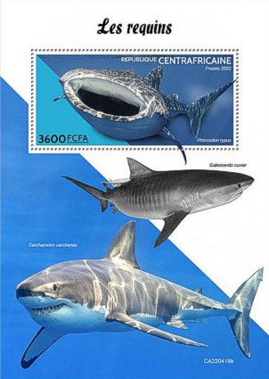 Zentralafrikanische Republik 2022 Block mit einem Walhai (Rhincodon typus)